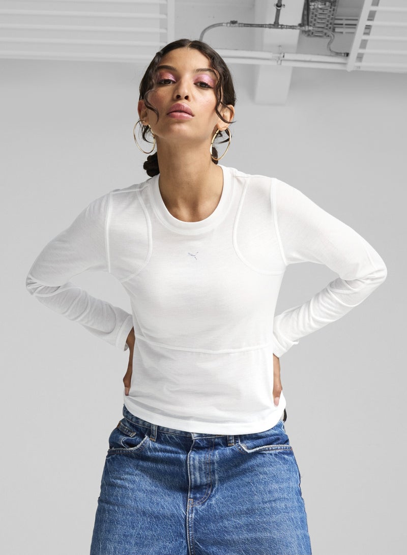 PUMA THE FAST RACE Womens White Long Sleeve Top - Image 1